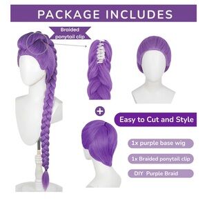 NWT Anime Costume Cosplay Wig, Purple Braid